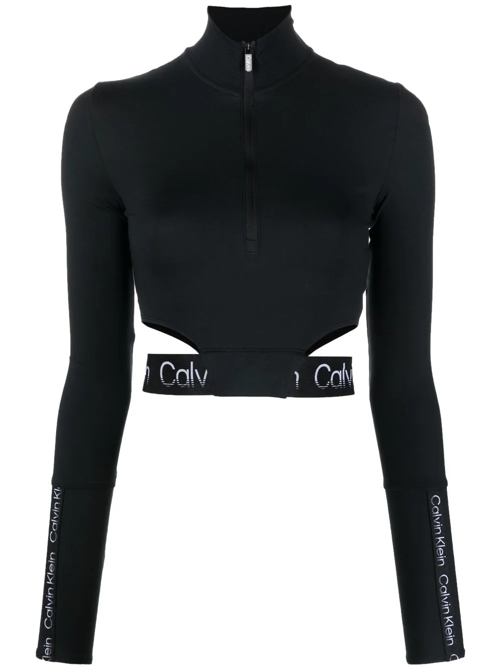 

Calvin Klein top con medio cierre y logo estampado - Negro