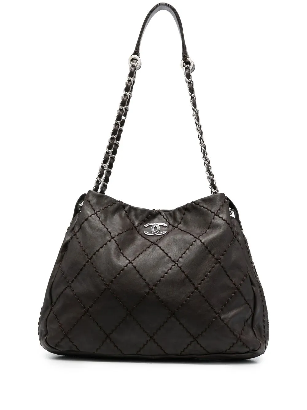 

Chanel Pre-Owned bolsa de hombro con capitonado de rombos 2008-2009 - Negro