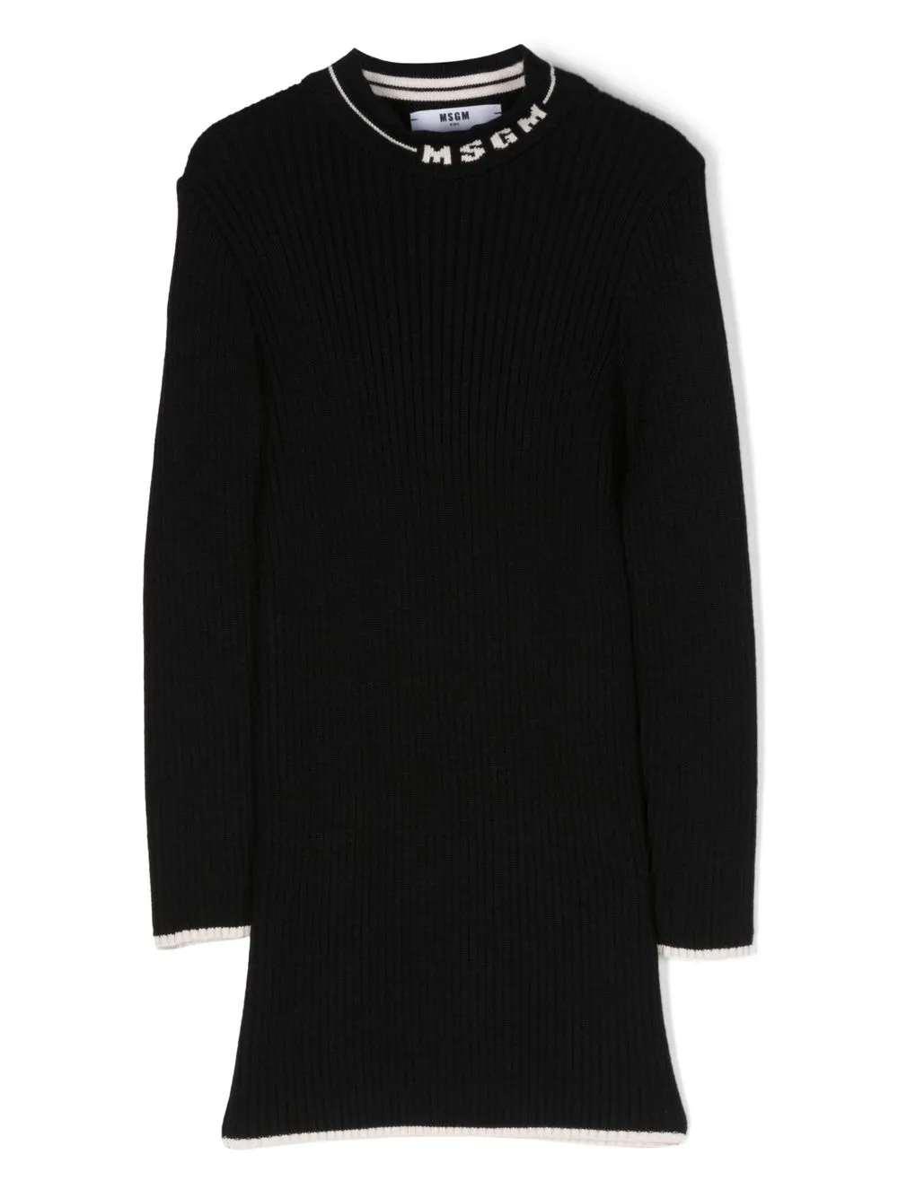 

MSGM Kids vestido tejido con ribete del logo - Negro