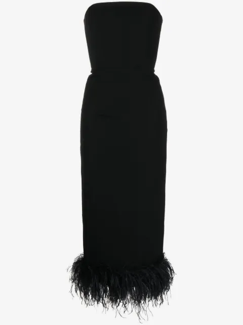16Arlington strapless feather-trim dress