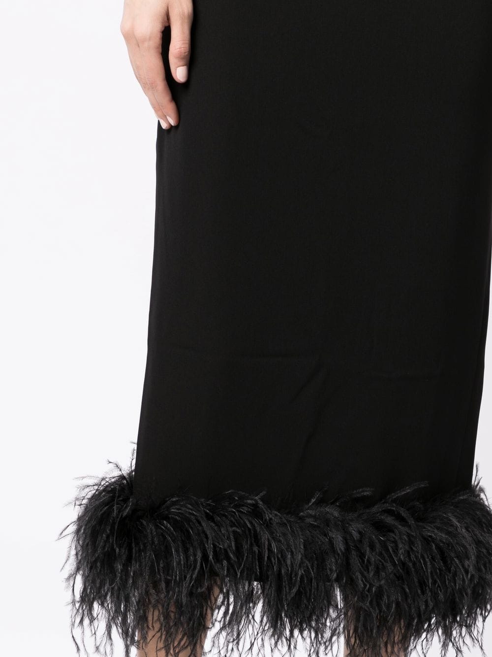 Shop 16arlington Strapless Feather-trim Dress In Black