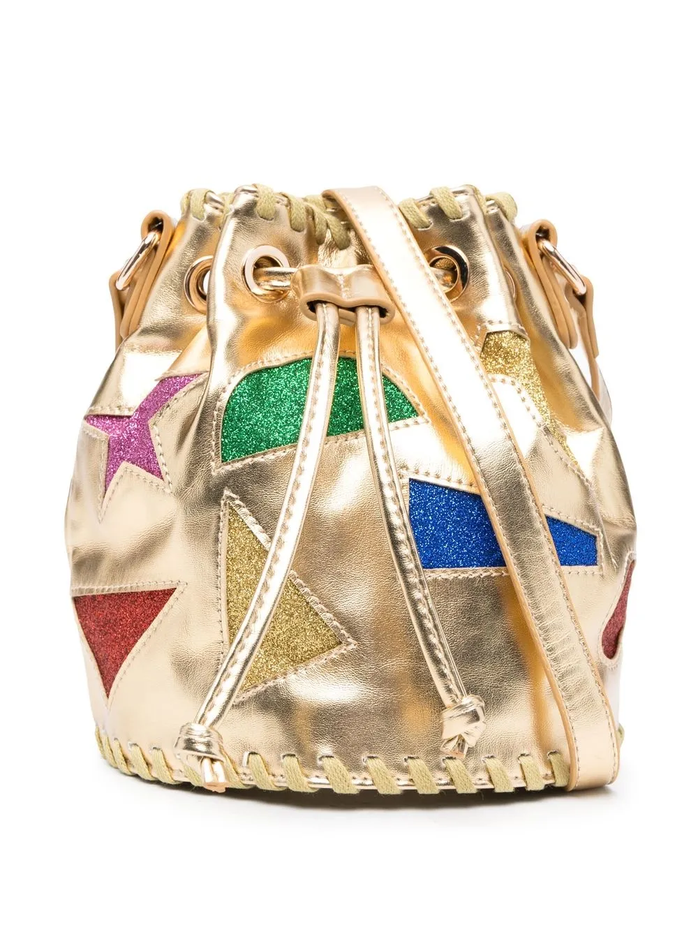 

Stella McCartney Kids metallic glitter-shapes bucket bag - Gold