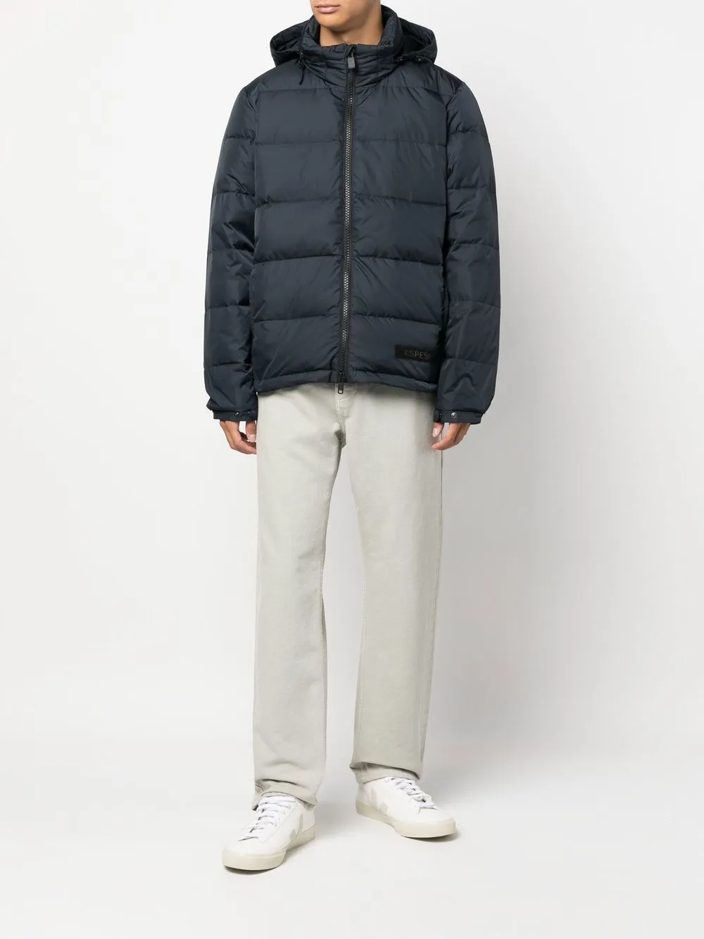 ASPESI Donsjack met logopatch - Blauw