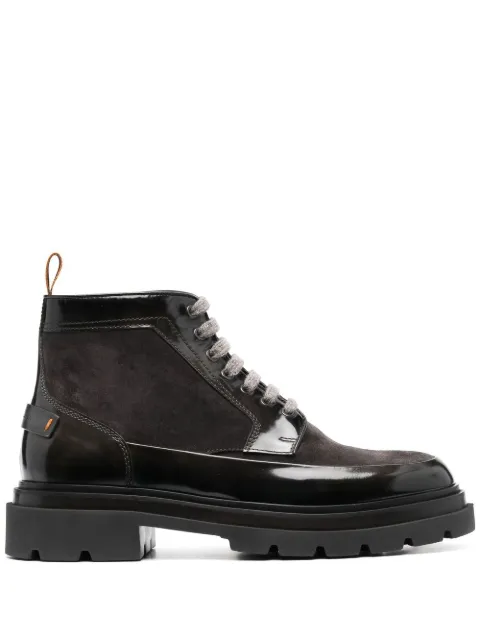 lace-up patent-leather boots