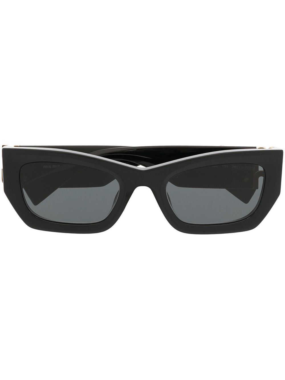 Miu Miu Logo-plaque Rectangular Sunglasses In Black