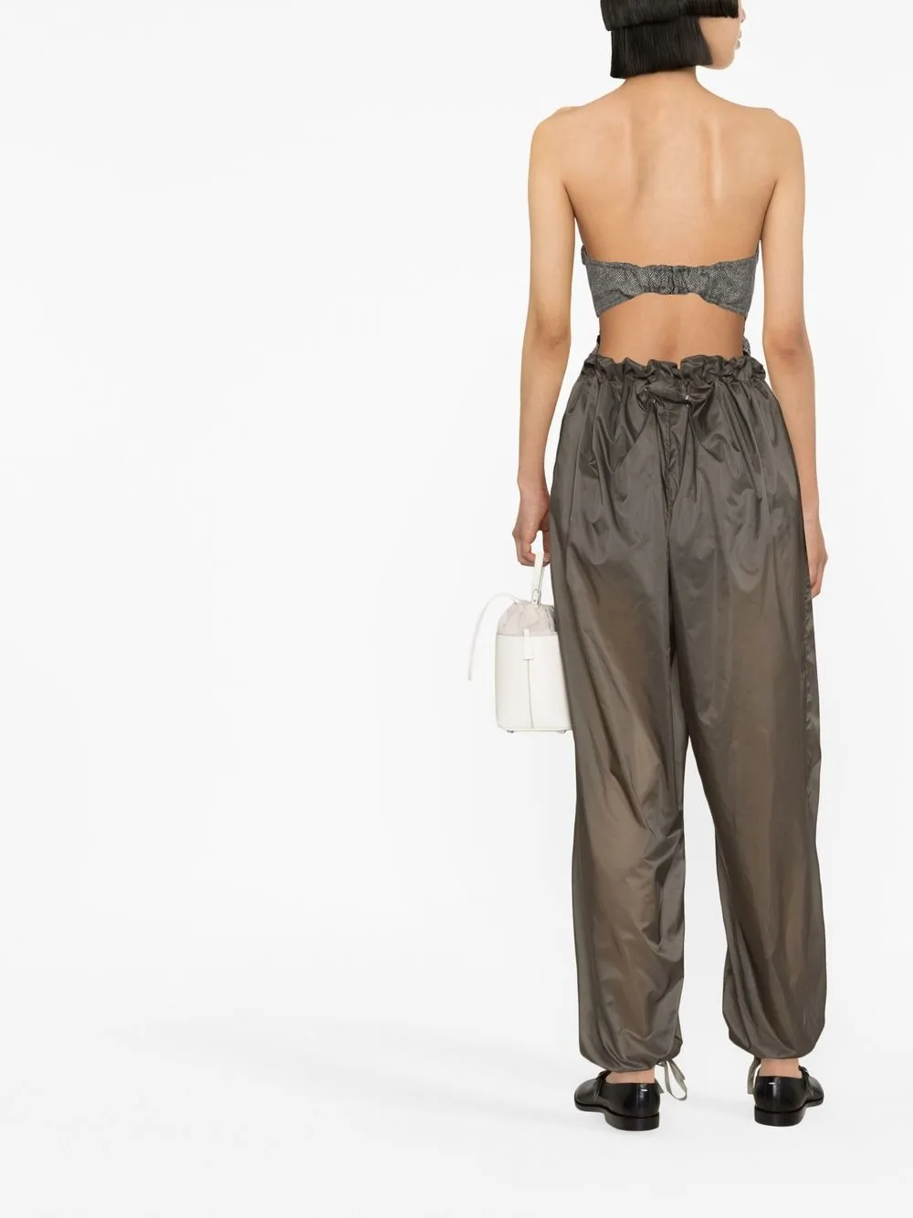 Shop Maison Margiela Drawstring-waist Wide-leg Trousers In Grey