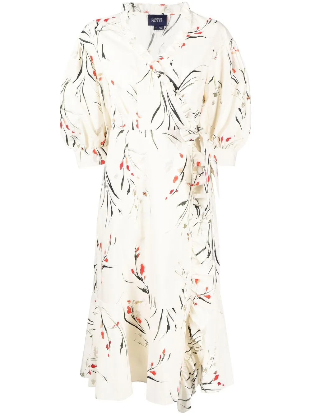 

Marchesa Notte floral-print wrap dress - Neutrals