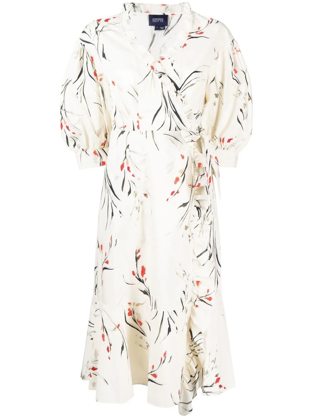

Marchesa Notte vestido cruzado con estampado floral - Neutro