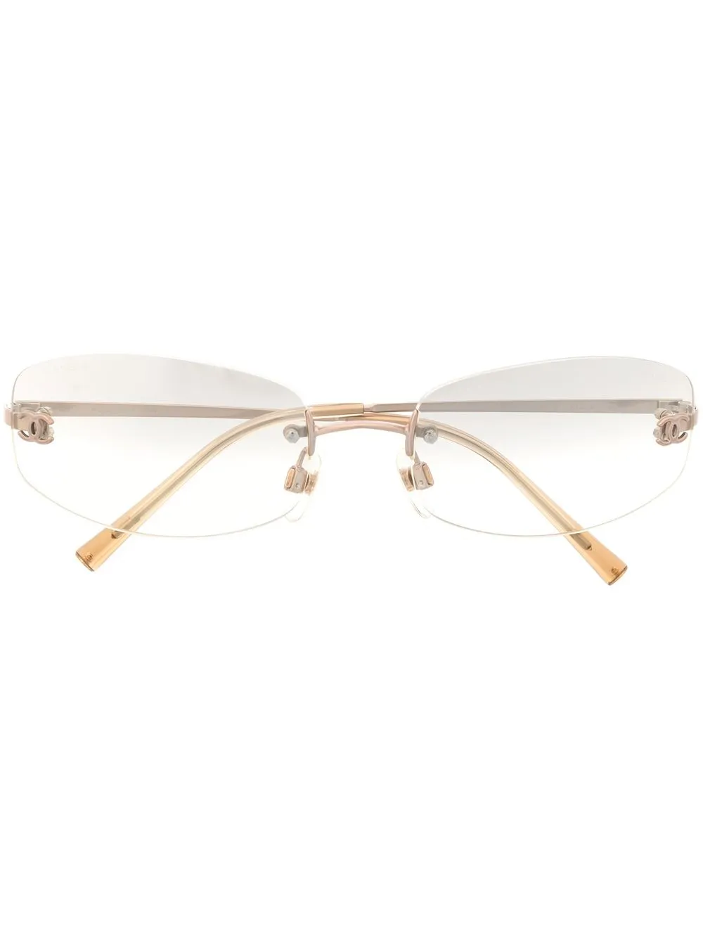 

Chanel Pre-Owned 1990-2000s rimless rectangular sunglasses - Gold