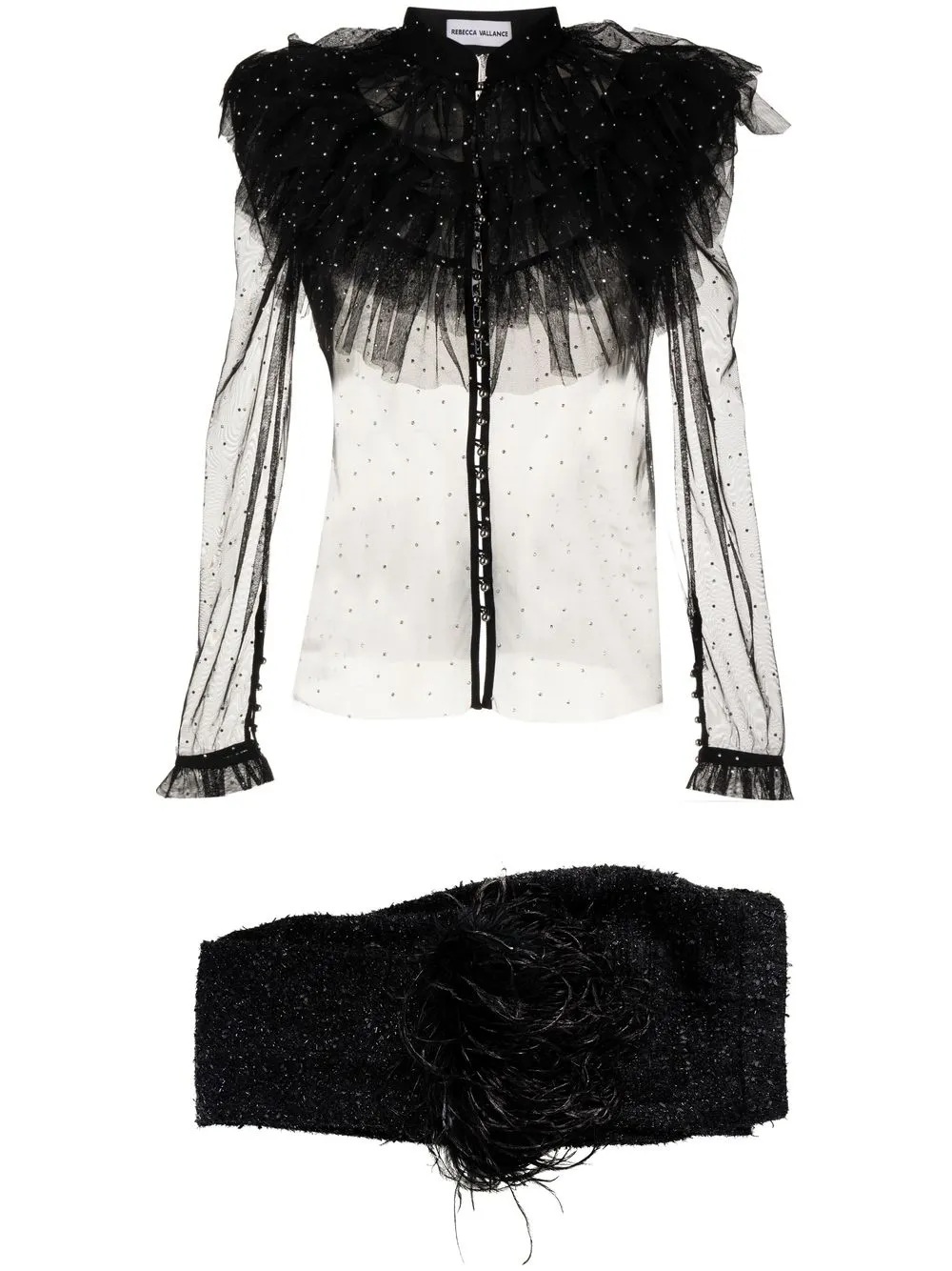 

Rebecca Vallance Alyssa sheer ruffled blouse - Black