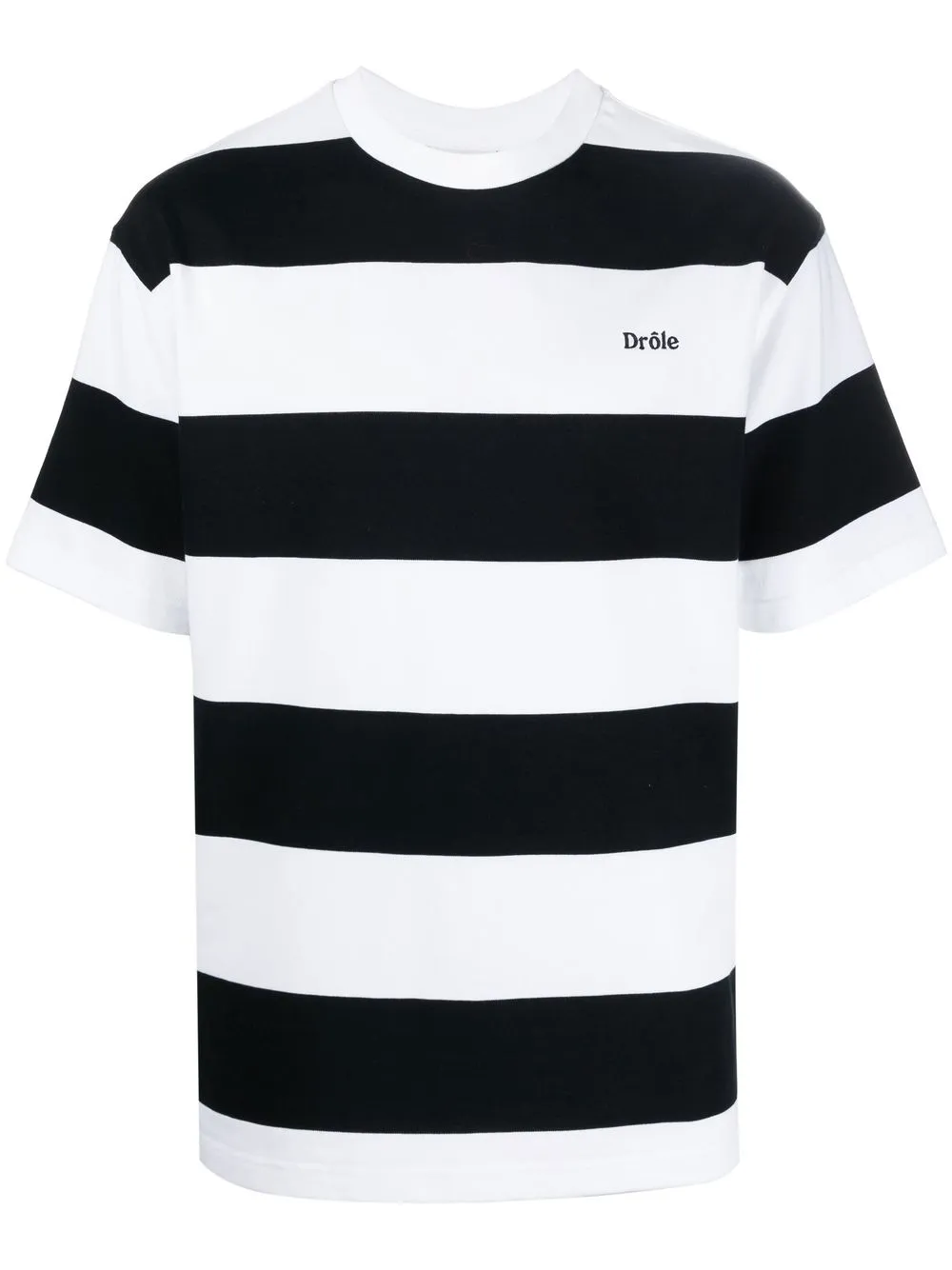 

Drôle De Monsieur playera con logo bordado y motivo de rayas - Negro