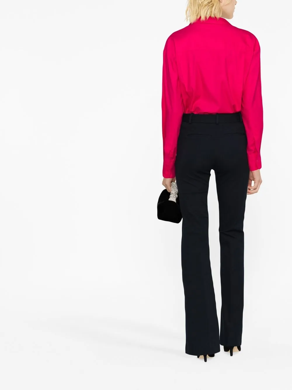 Frame Le High Flared Trousers In Blue
