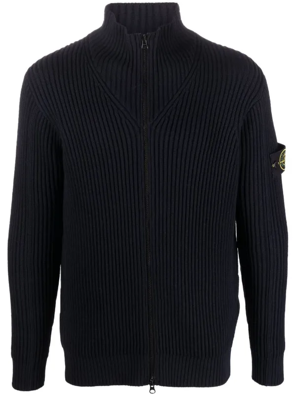 Stone Island ribbed-knit zip-up Sweater 
