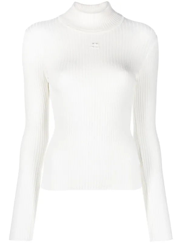 Courrèges Ribbed-knit Top in White