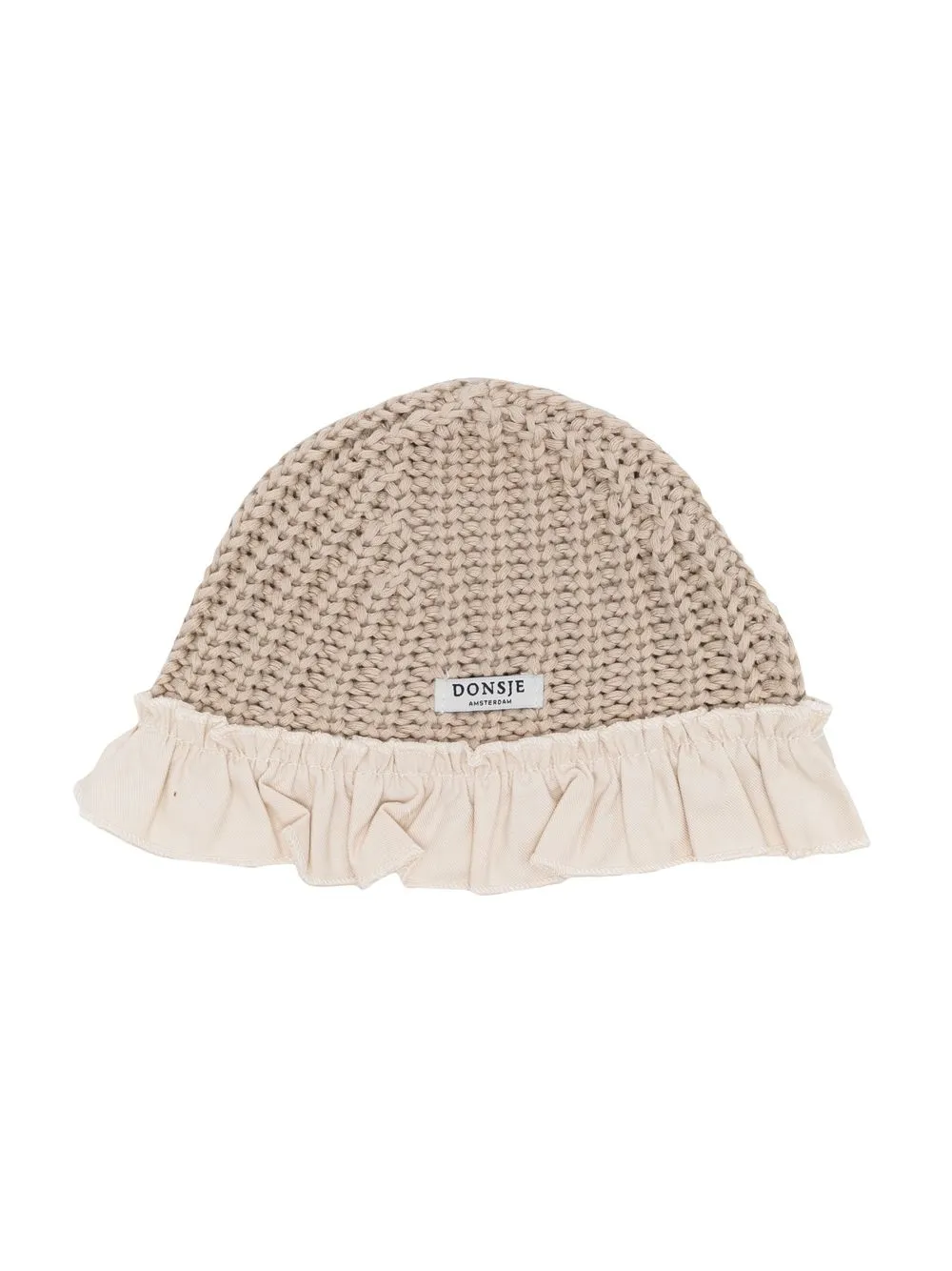 

Donsje logo-tag knitted hat - Neutrals