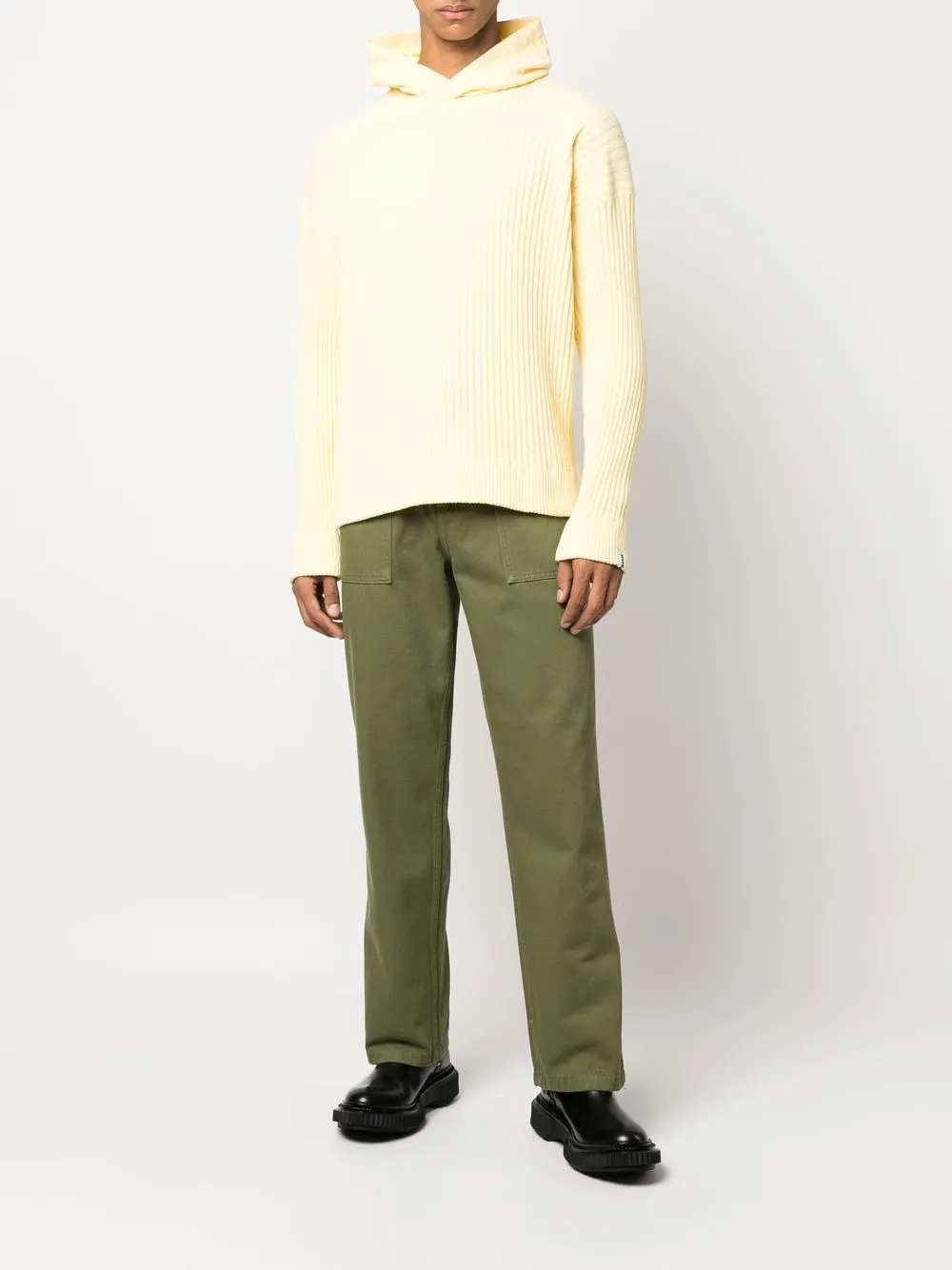 Bonsai Geribbelde hoodie - Geel