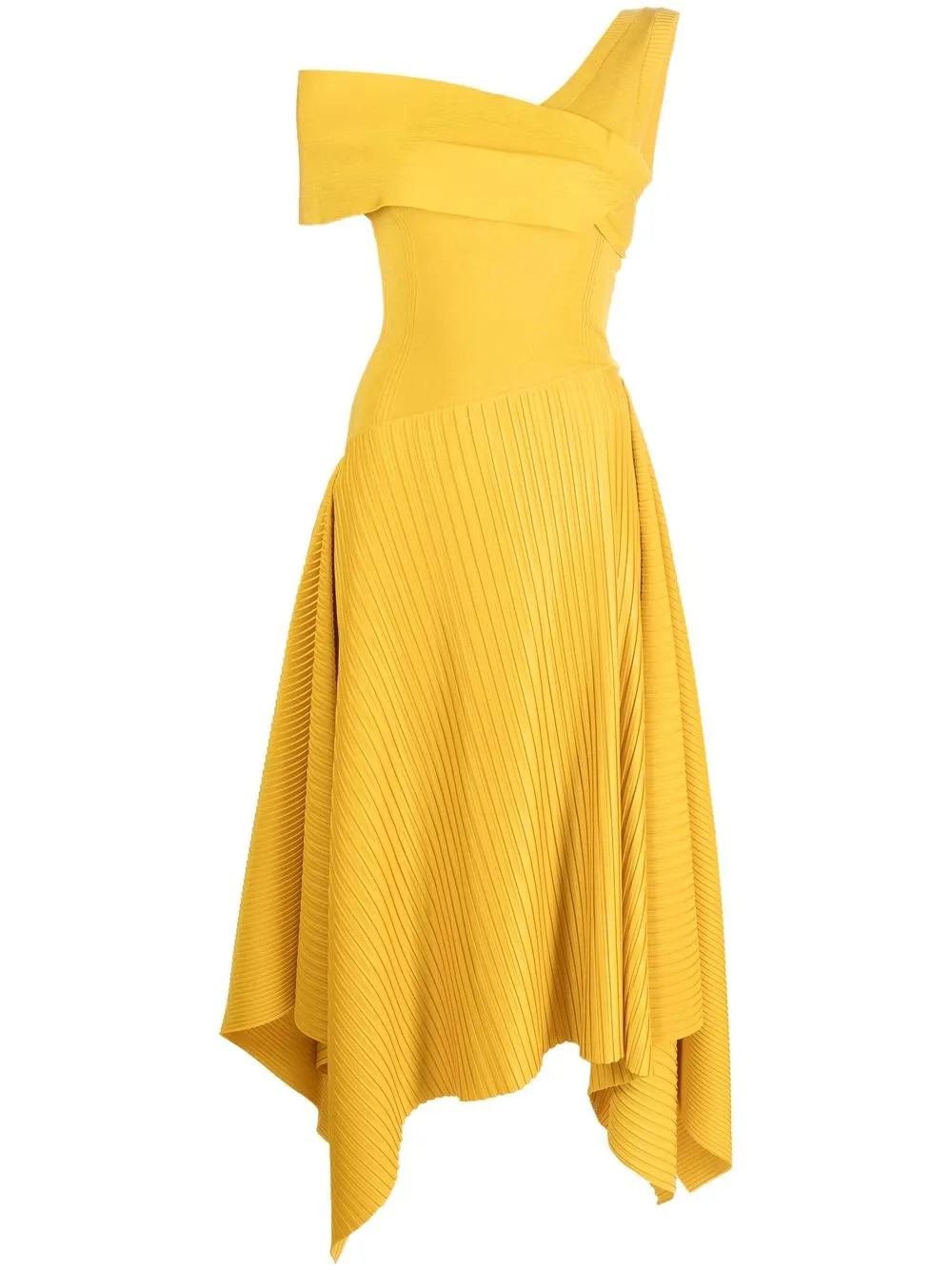 

Thebe Magugu one-shoulder knitted dress - Yellow