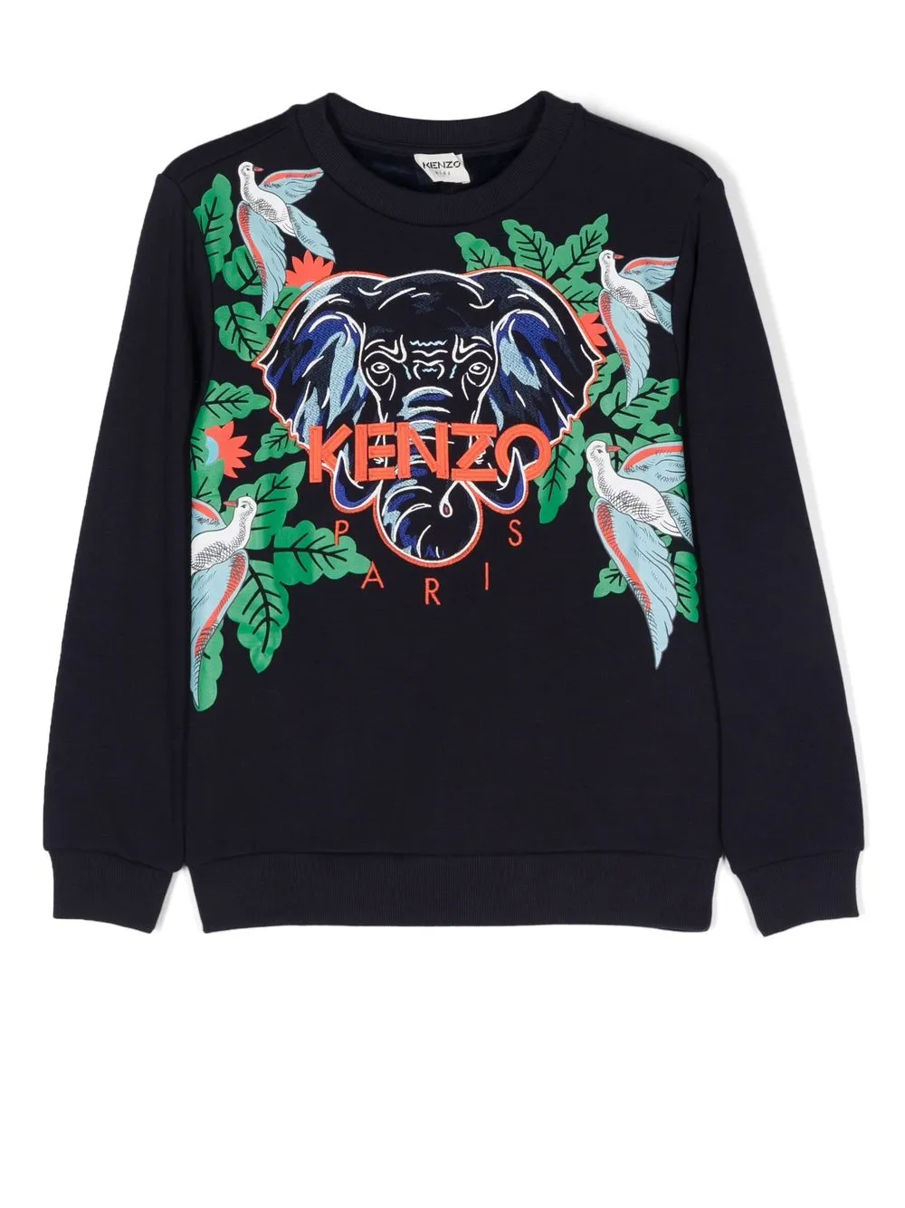 

Kenzo Kids logo-embroidered crew neck jumper - Blue