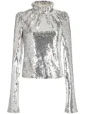 Rabanne frill-neck sequined top - Silver