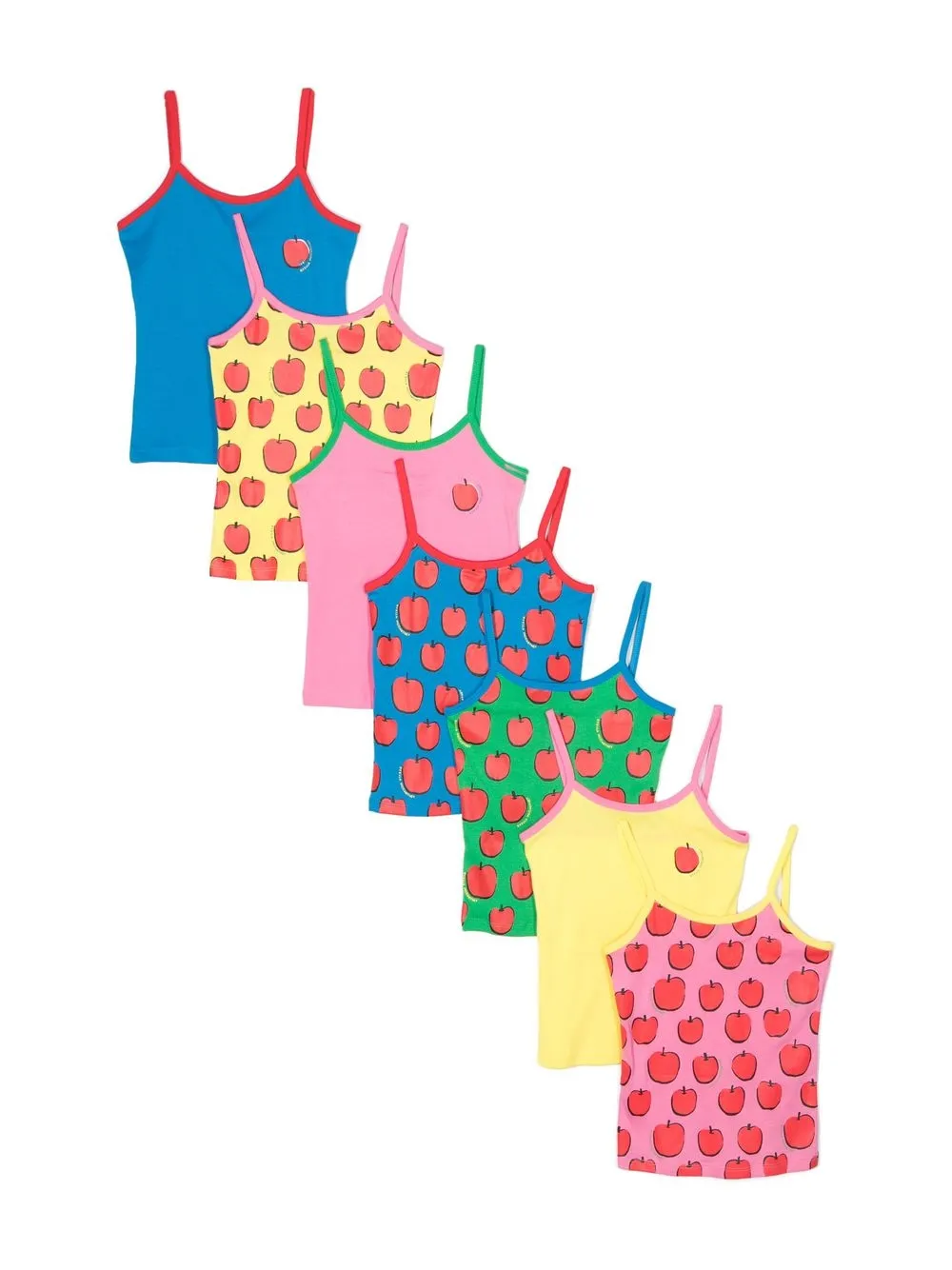 

Stella McCartney Kids pack of seven apple-print vests - Pink