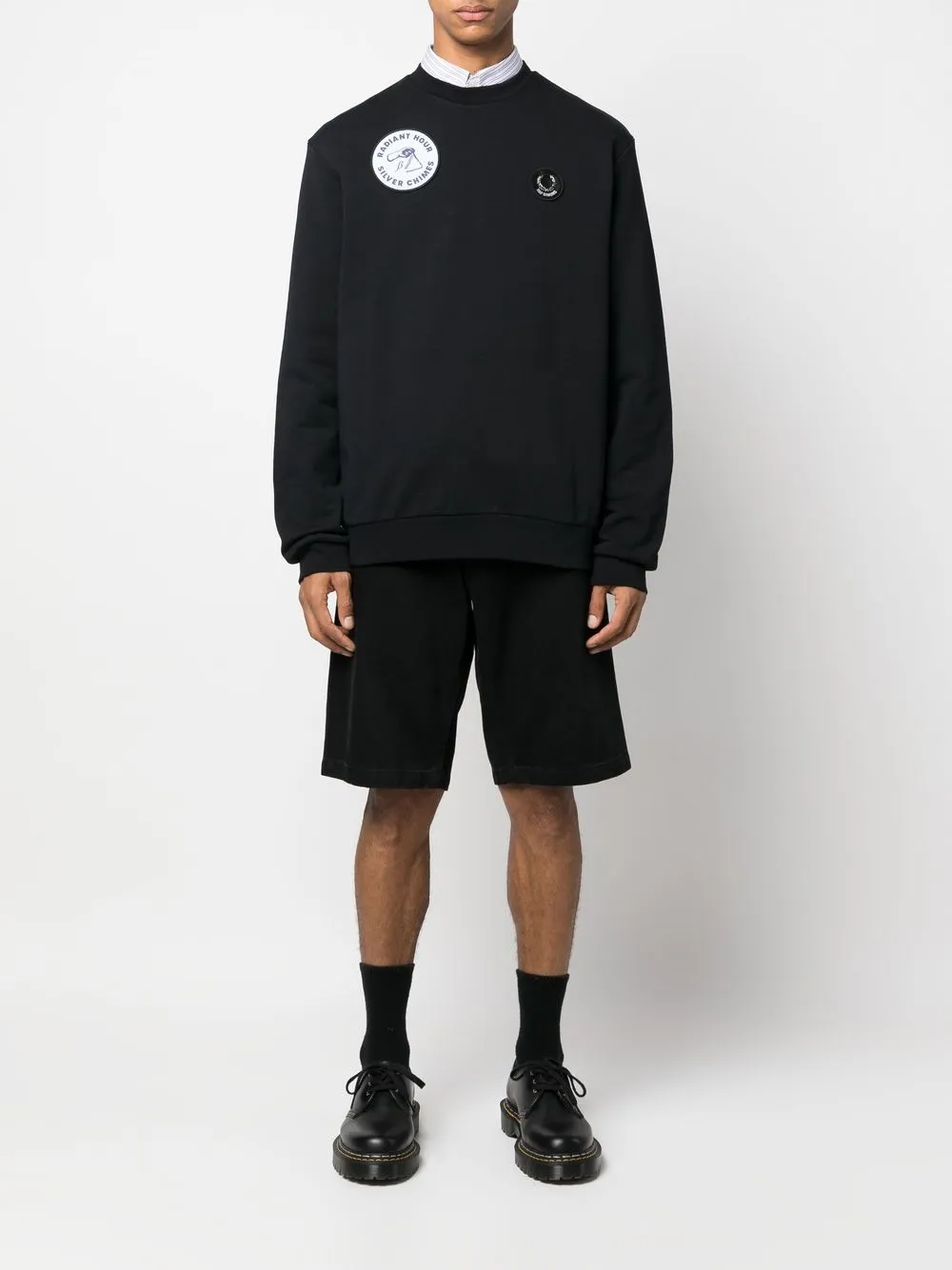 Raf Simons X Fred Perry Sweater met logopatch - Zwart