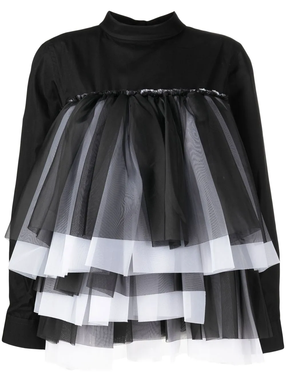 

Comme Des Garçons tulle-panel detail blouse - Black