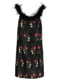 Rixo floral-print feather-trim dress - Black