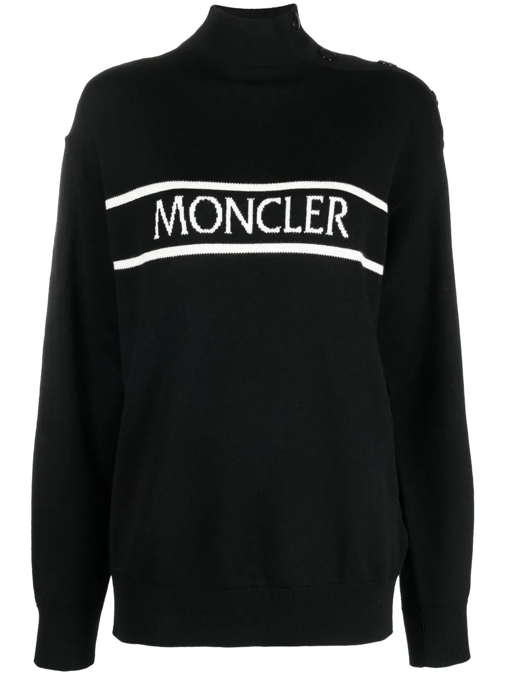 

Moncler suéter con logo en intarsia y cuello de tortuga - Negro