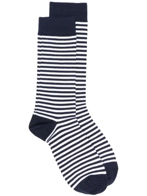 Sunspel striped logo-print socks