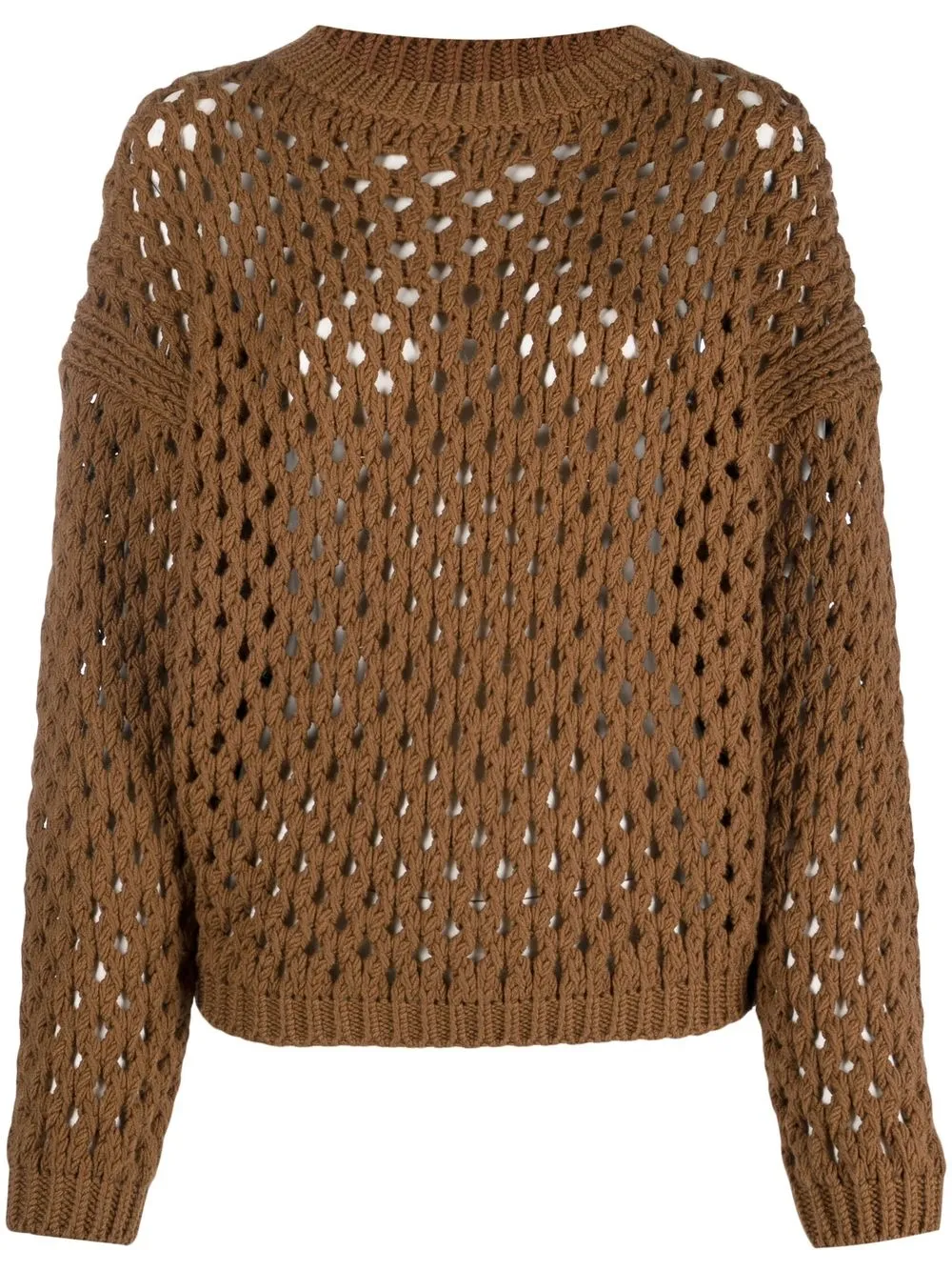 

Alysi open-knit crew neck jumper - Brown