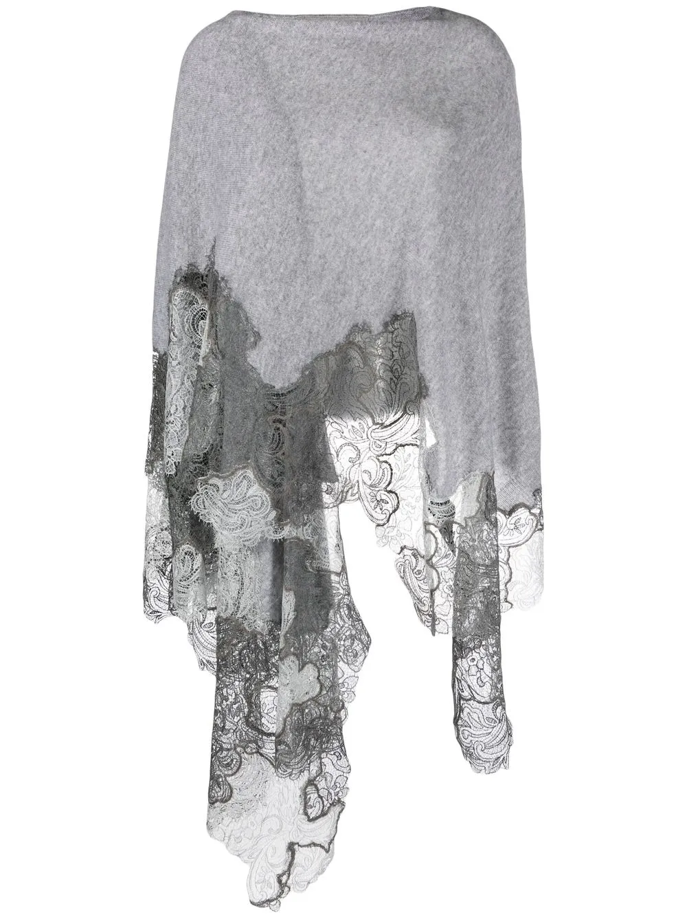 

Ermanno Scervino lace-panelled cashmere cape - Grey