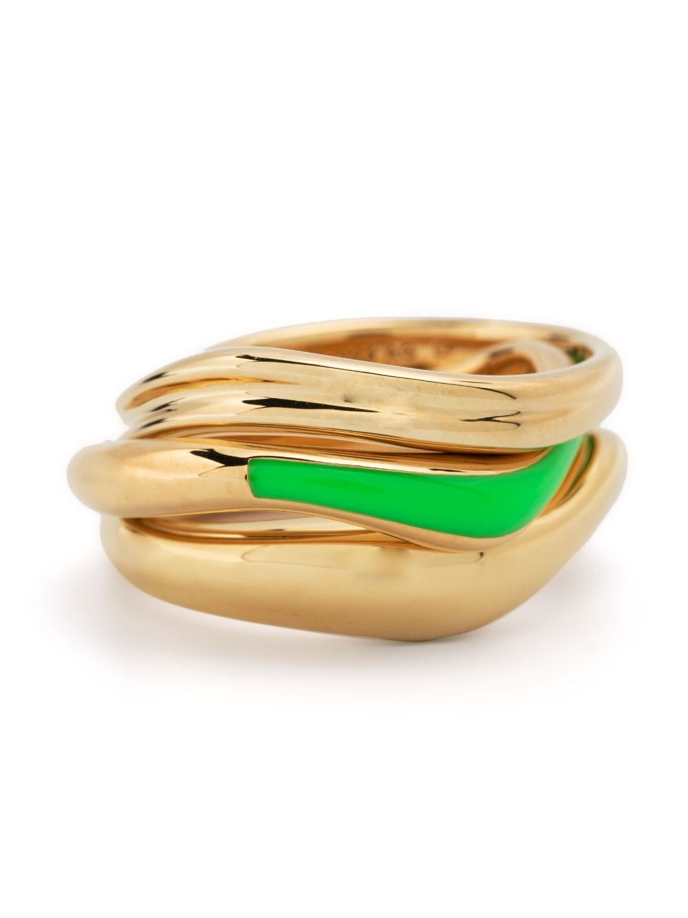 Shop Maria Black Aura Neon Ring Stack In Gold