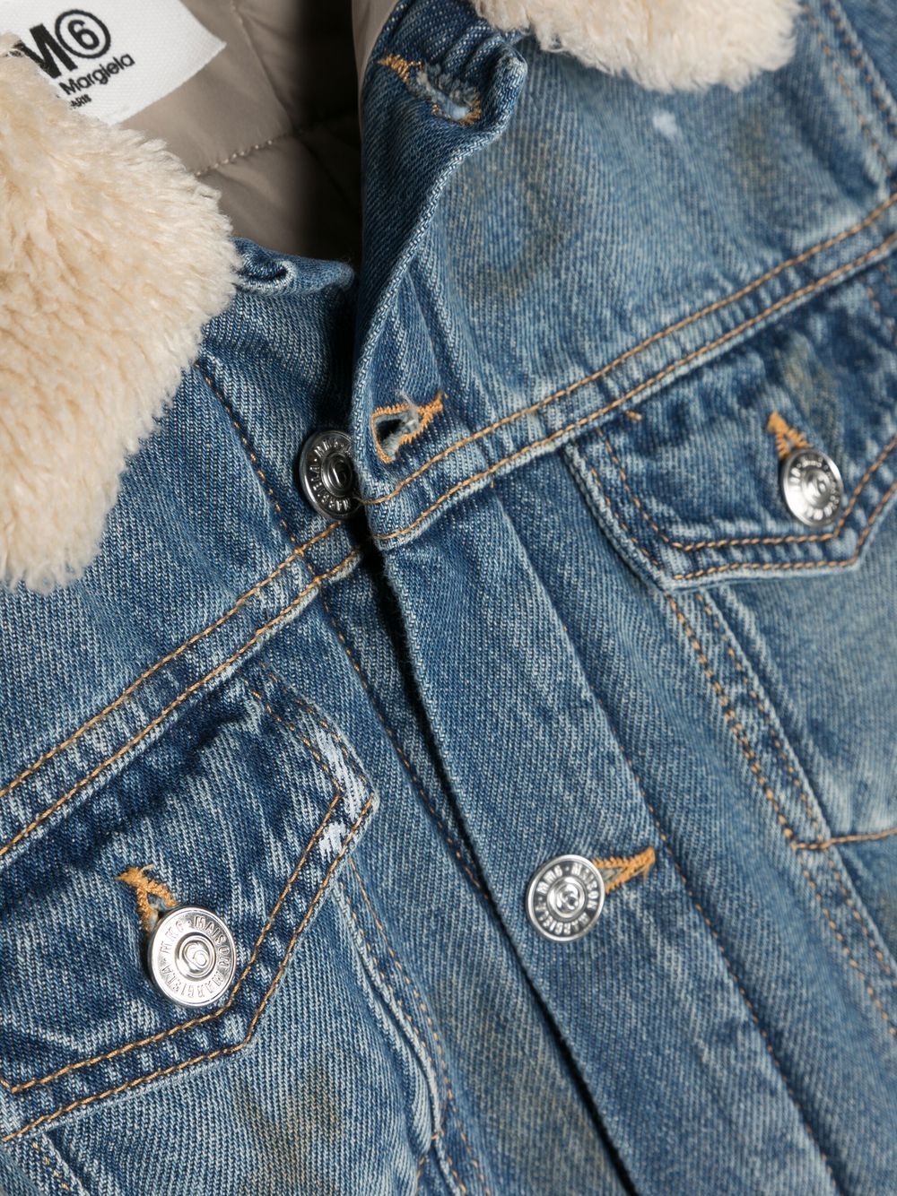 Mm6 maison margiela blue discount faux fur trim denim jacket