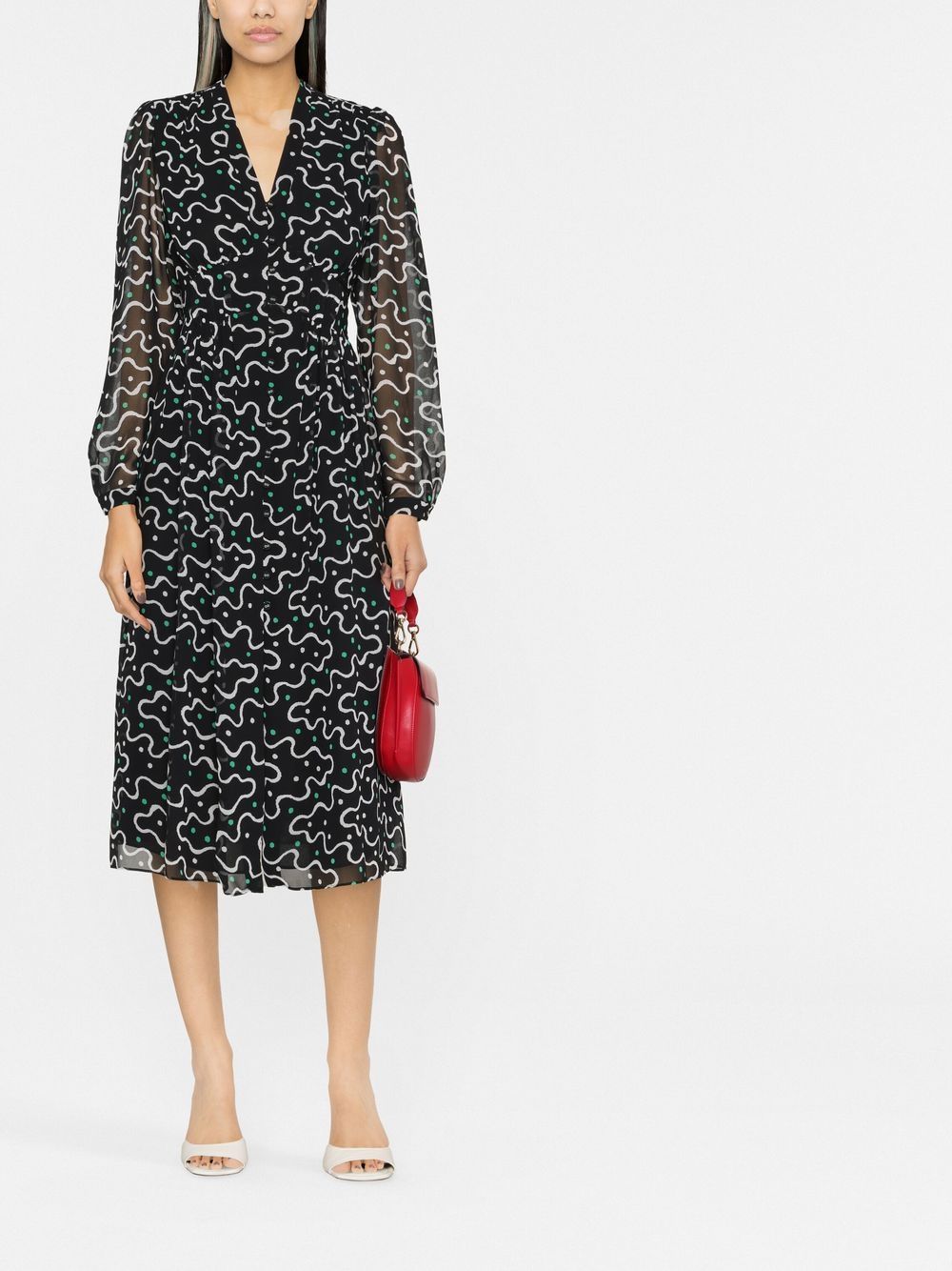 DVF Diane von Furstenberg Jurk met V-hals - Zwart