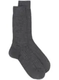 Sunspel logo-print ribbed socks - Grey