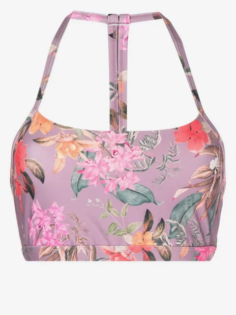 Beyond Yoga bralette con cuello halter y estampado floral