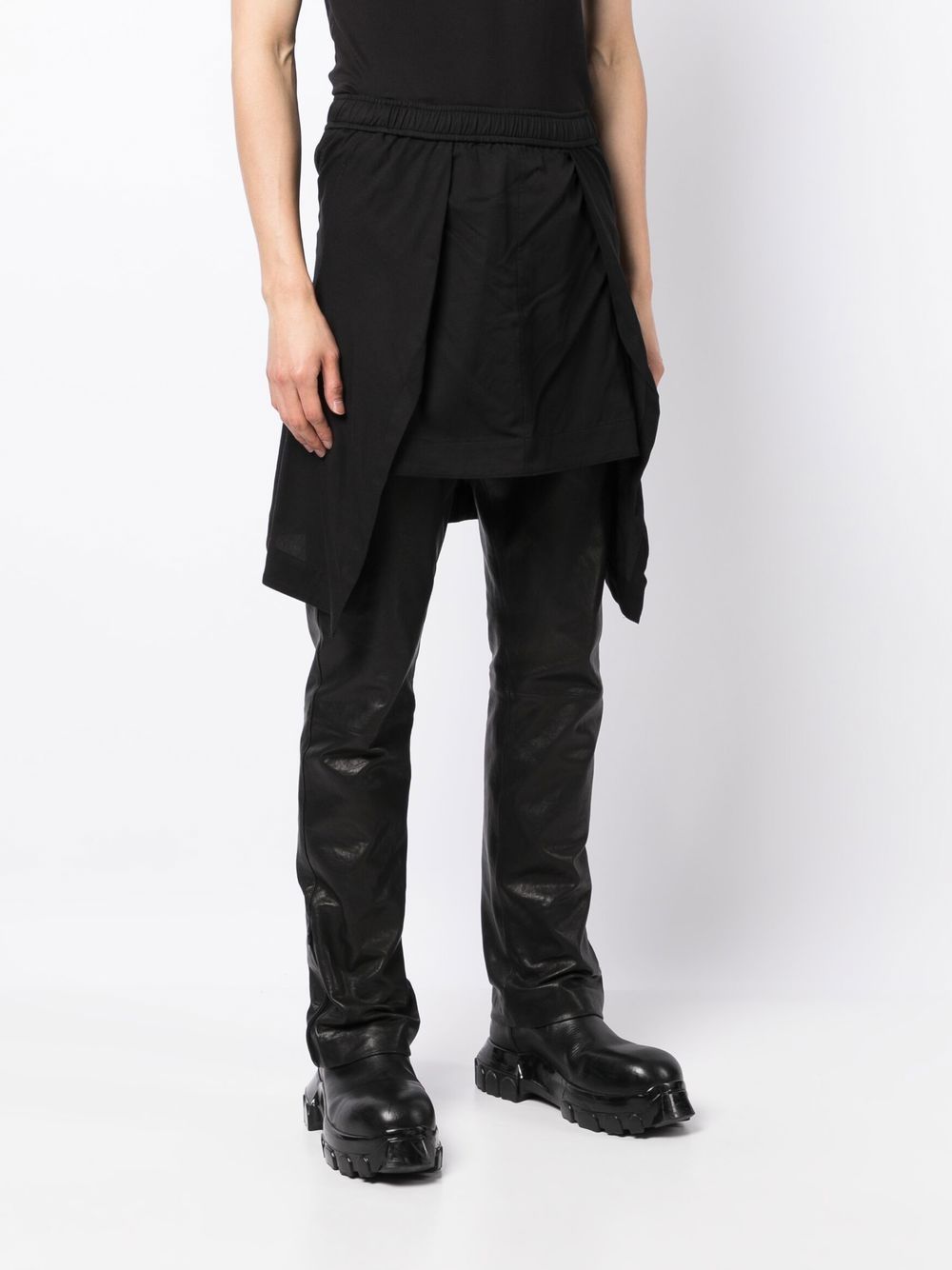 Julius - skirt-layered Trousers - Men - Rayon/Cotton - 2 - Black