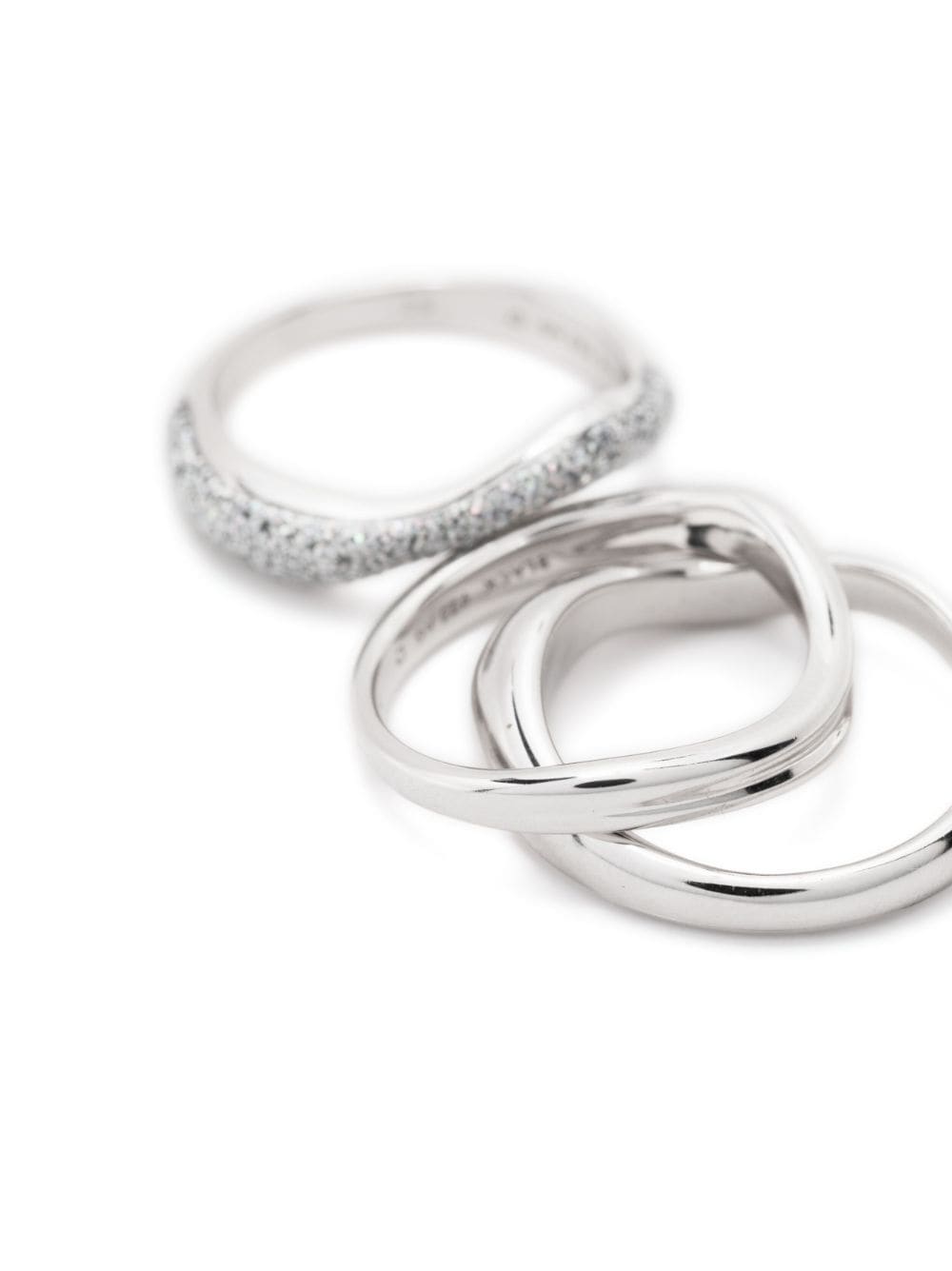 Shop Maria Black Aura Opal Glitter-detail Ring Stack In Silver