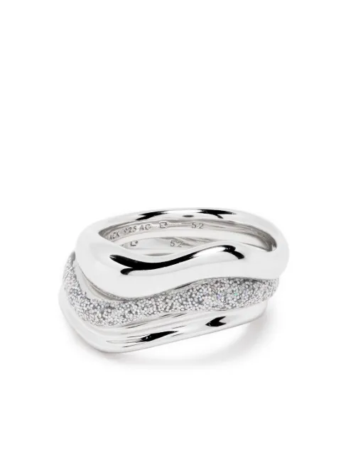 Maria Black Aura Opal glitter-detail ring stack