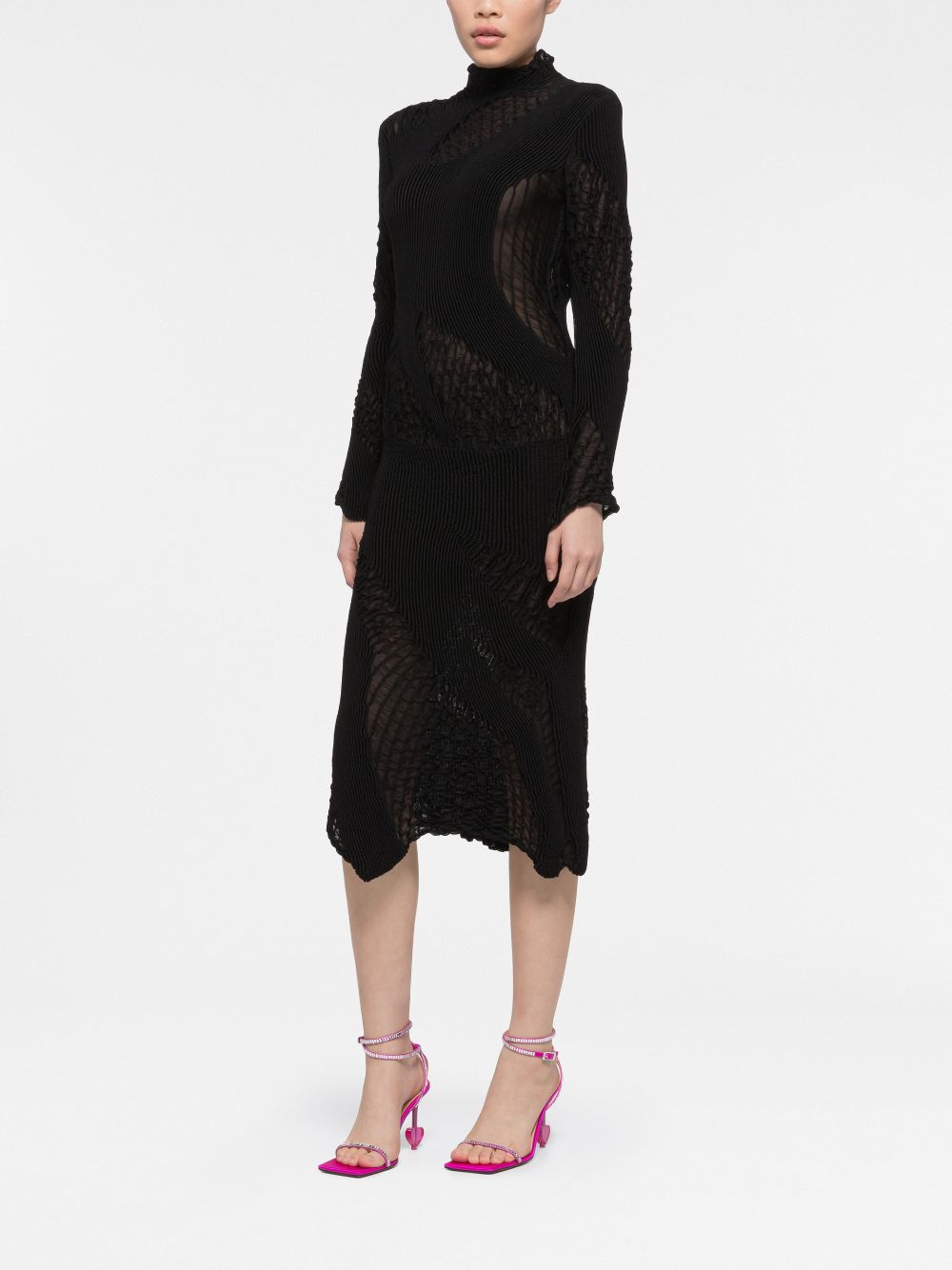 Shop Az Factory X Ester Manas Textured-knit Roll-neck Dress In Black