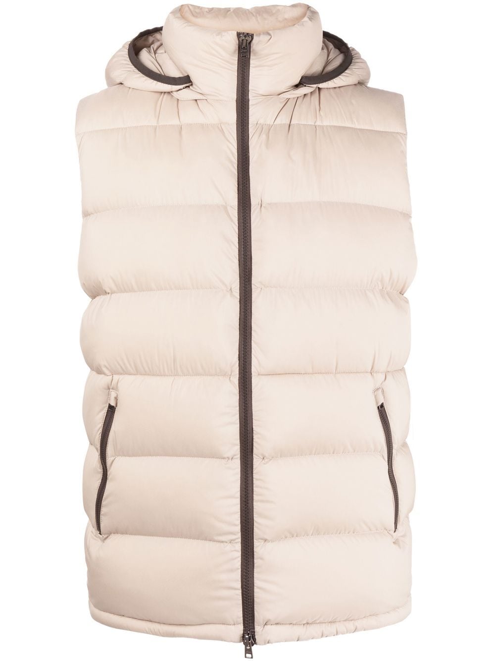 Shop Herno Hooded Zipped-up Gilet In Nude