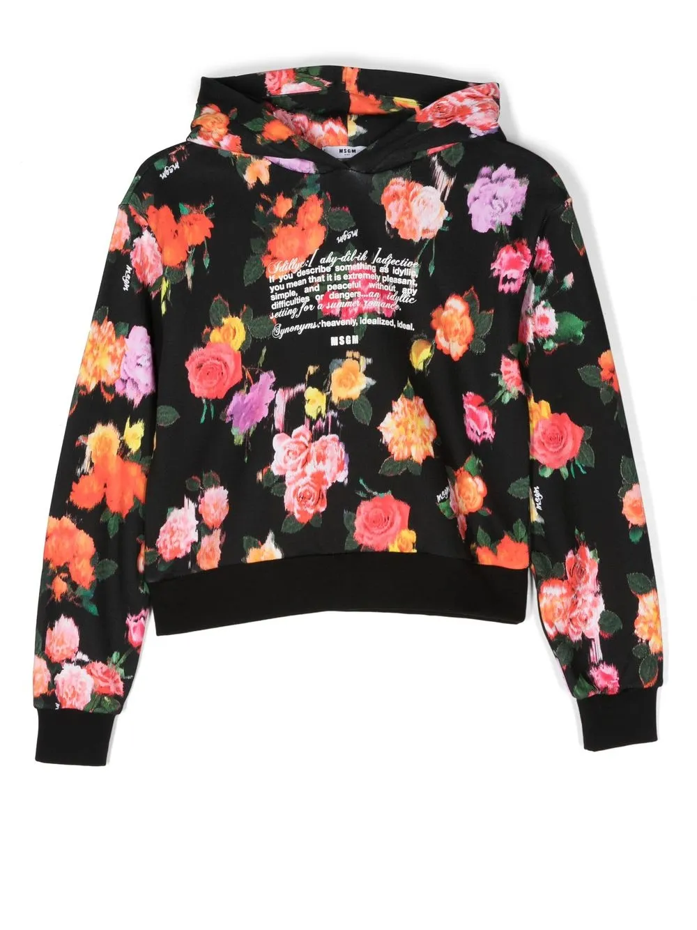 

MSGM Kids hoodie con estampado floral - Negro