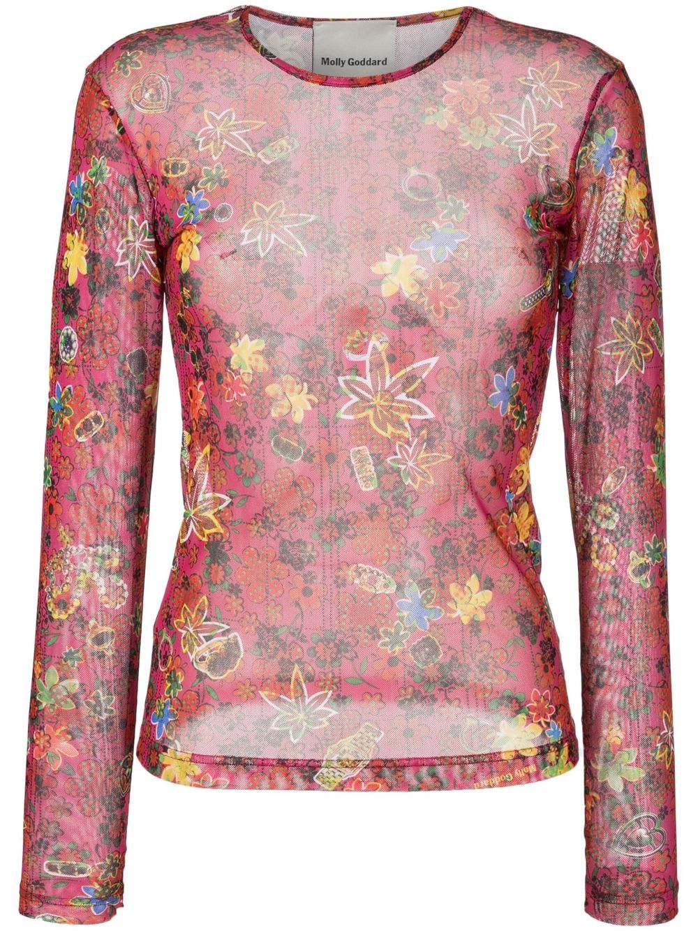 Image 1 of Molly Goddard floral-print mesh top