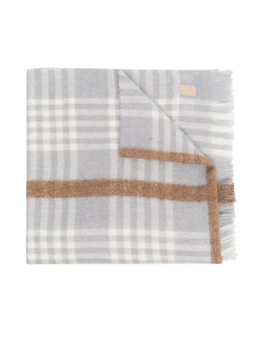 

Eleventy Kids logo-patch checked scarf - Grey