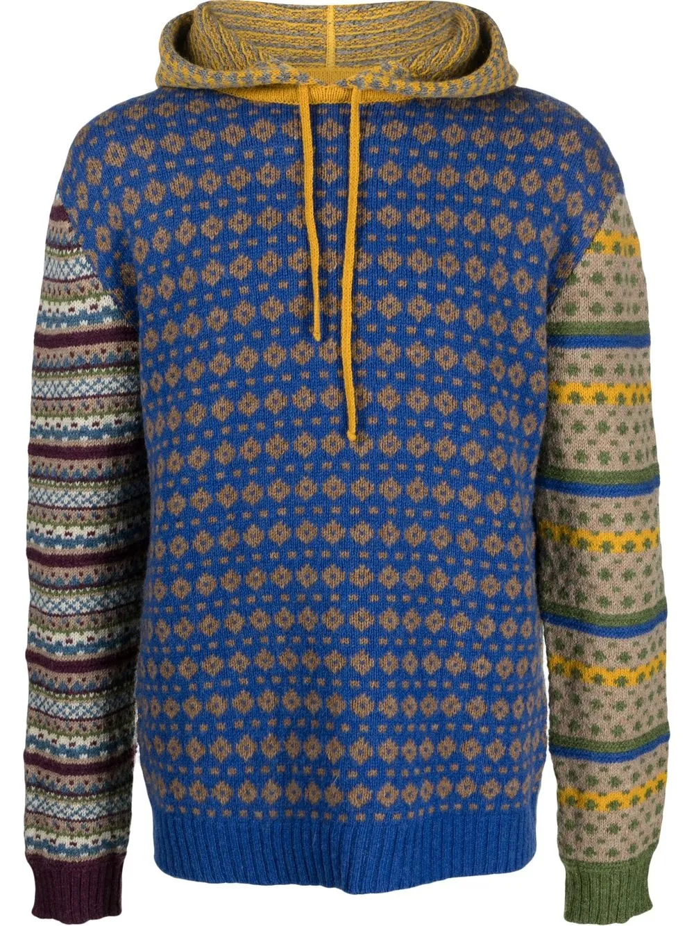 

Nick Fouquet mix-print knit hoodie - Blue