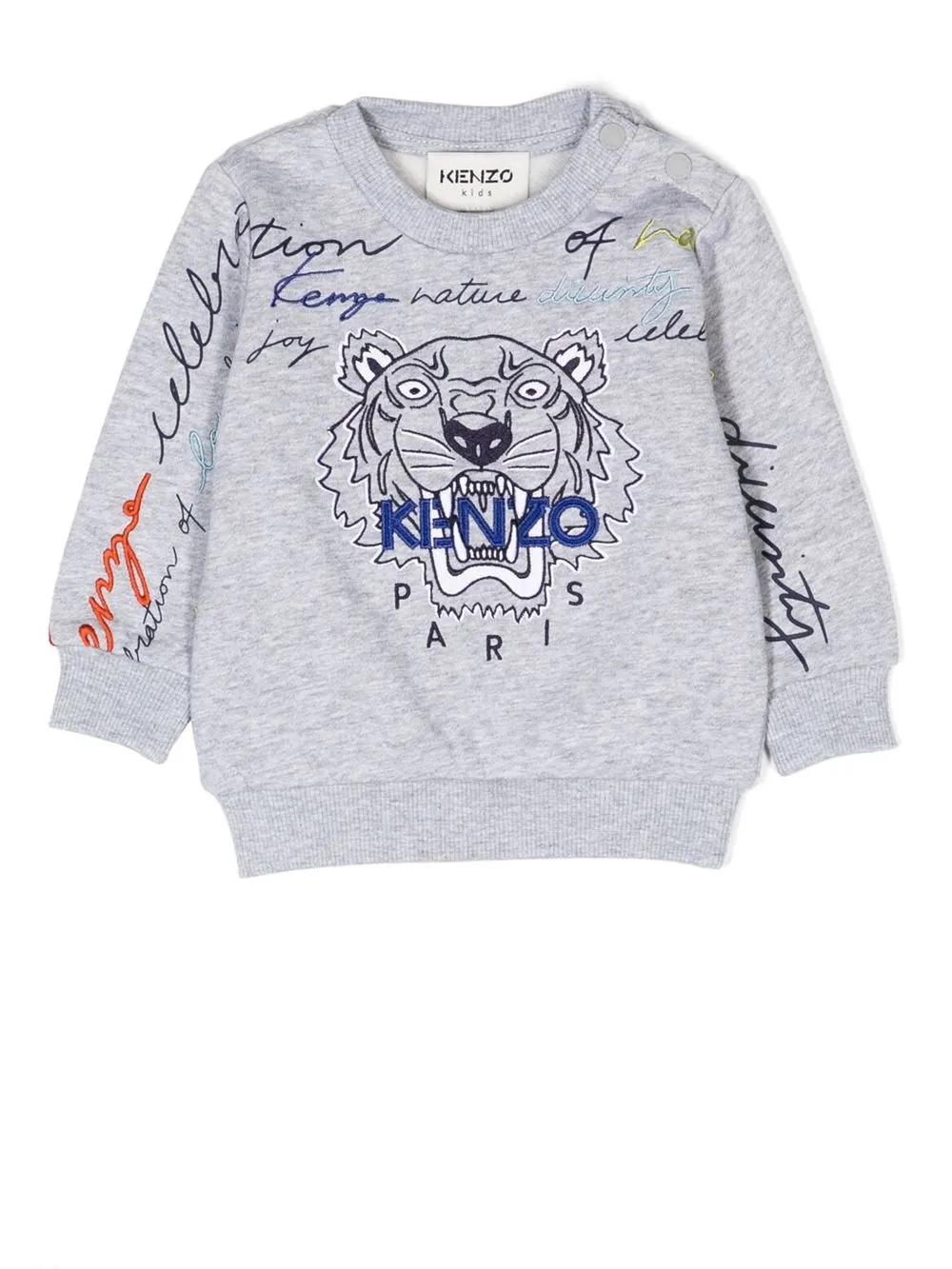 

Kenzo Kids sudadera bordada con cuello redondo - Gris