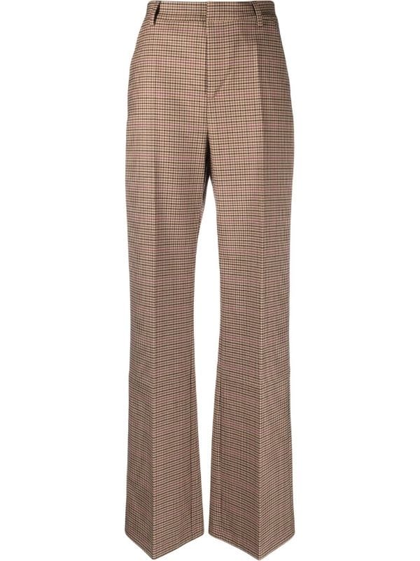 Abi Highwaisted Checked Trousers in Beige  ikrush