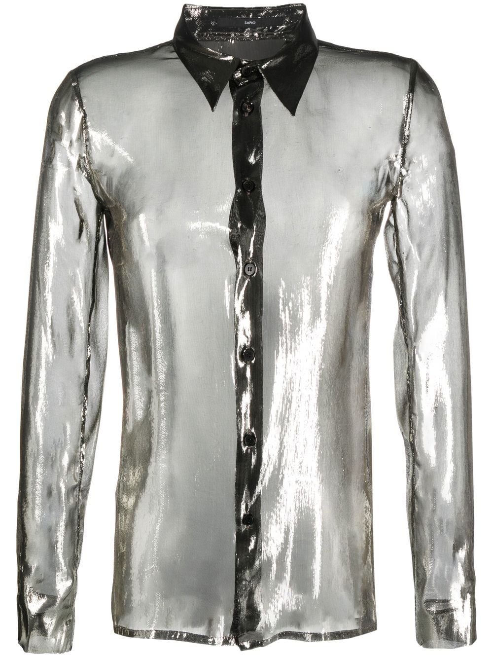 Sapio Lamé-effect Long-sleeved Shirt In Gold