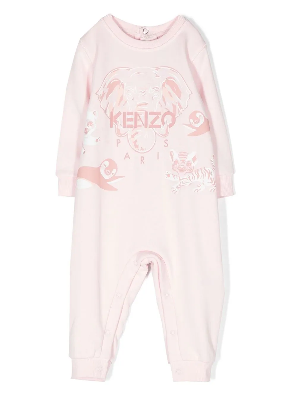 

Kenzo Kids Seasonal Elephant-print fleece romper - Pink