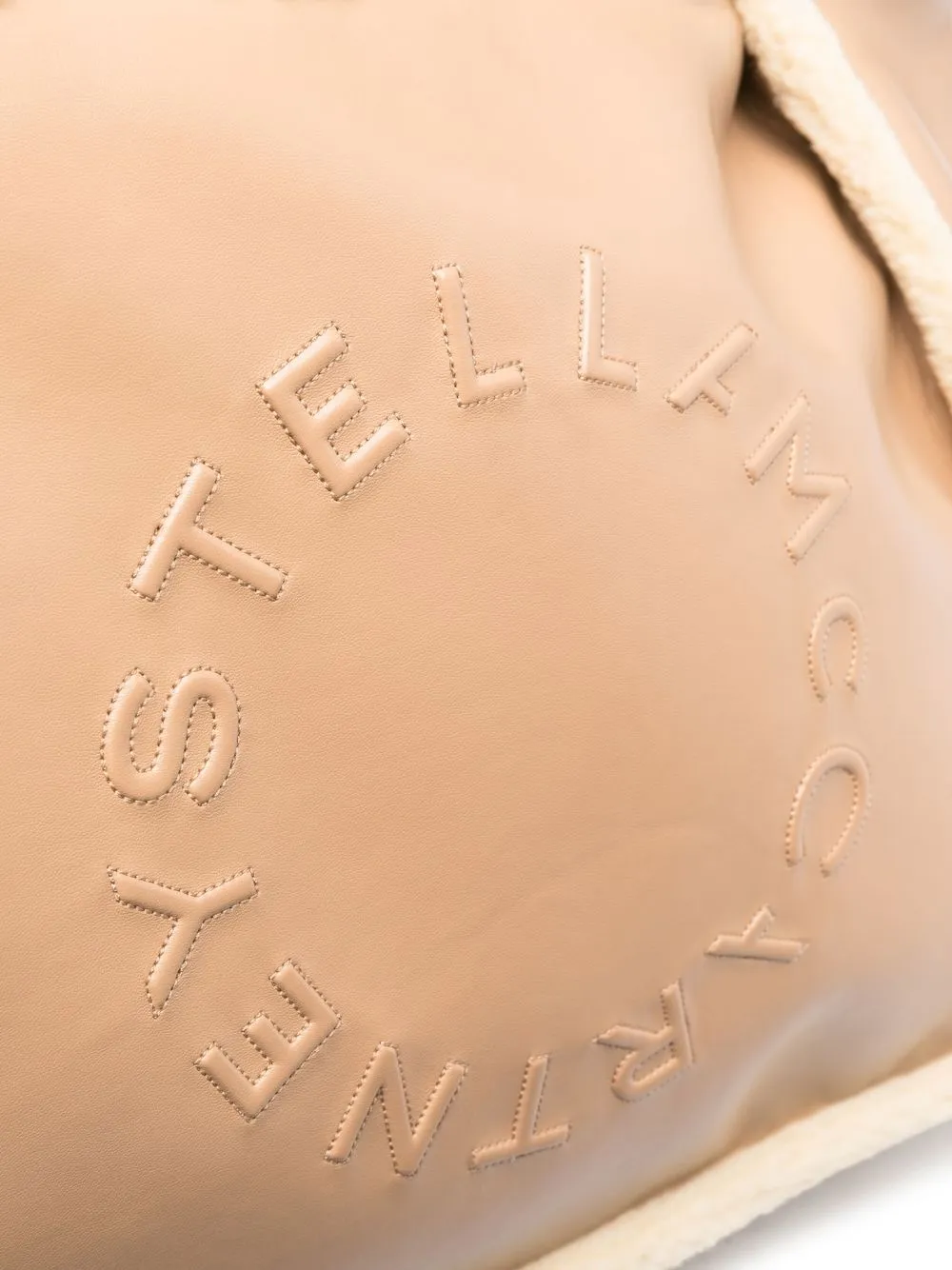 Stella Mccartney Stella Logo Faux-shearling Tote Bag In Nude